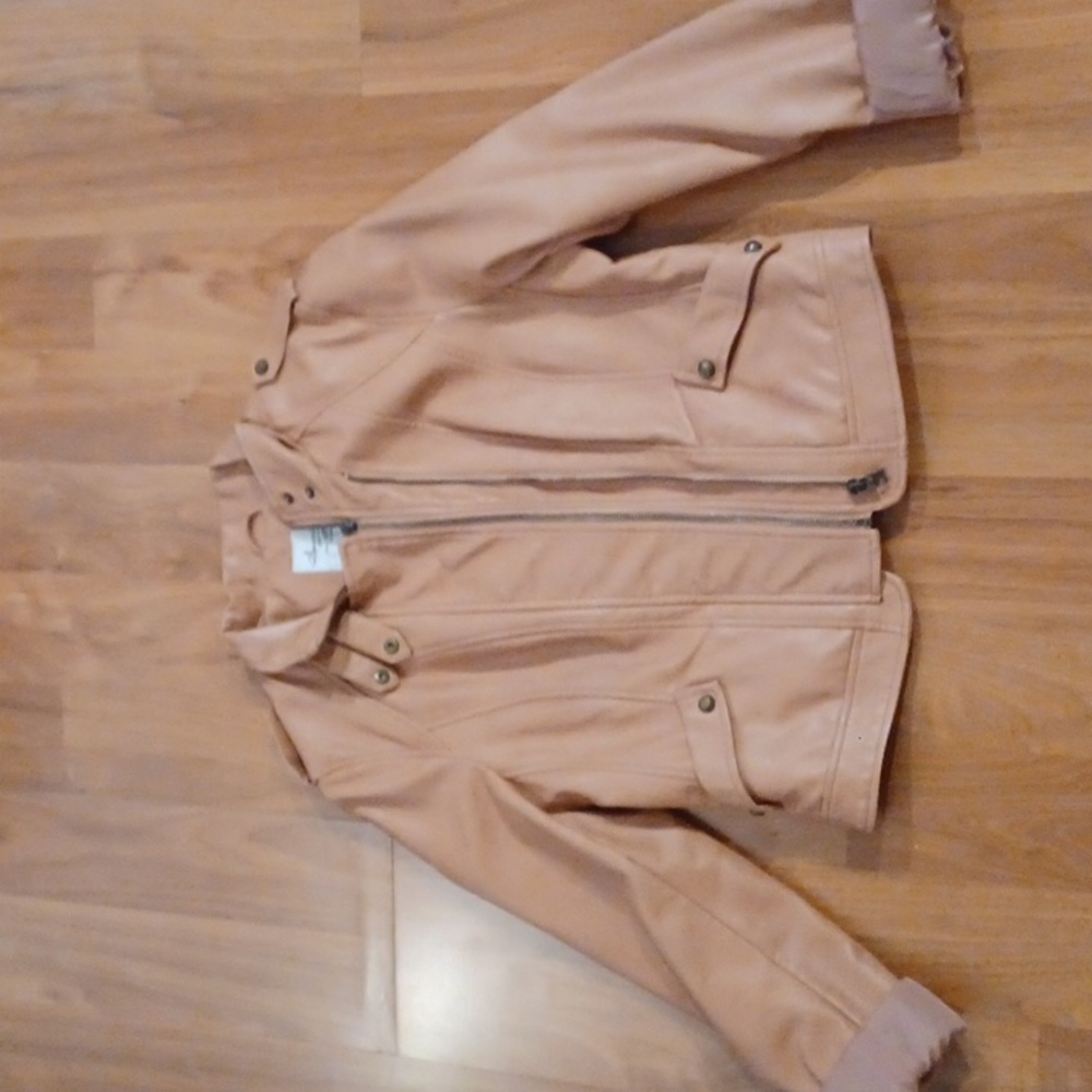 Faux Leather peach pink coat